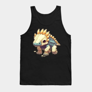 Spooky Scary Chibi Triceratops Isometric Dinosaur Skeleton Tank Top